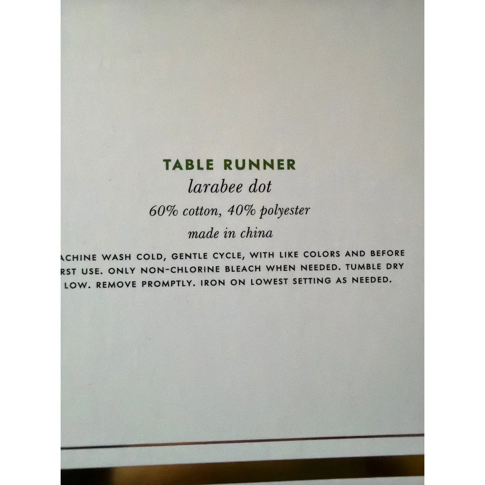 Kate Spade Table Runner Green Larabee Dot Polka Dot 15x72 Cotton Blend NEW‎